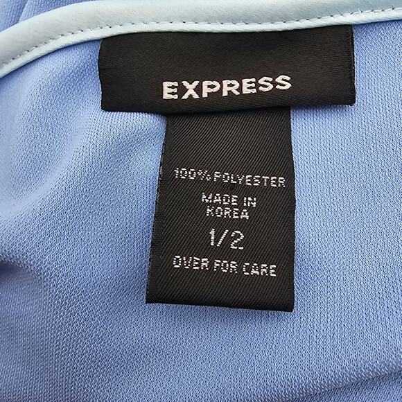 VTG Express Womans size 1/2 Sleeveless Ruffle Hem Midi Sheath Dress Blue Y2K - Picture 6 of 8